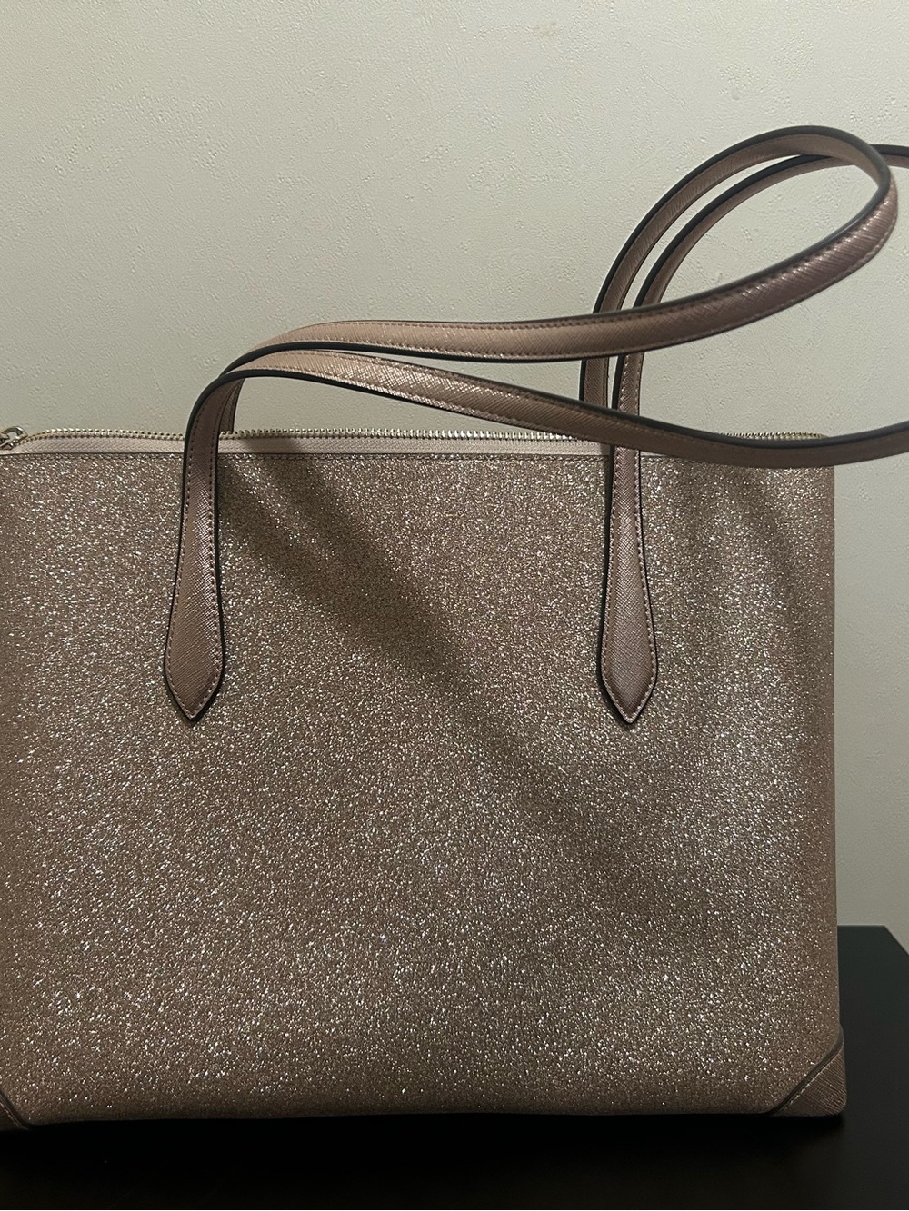 kate spade Rose Gold Glitter Tote with Double Shoulder Straps - Picture 2 of 10